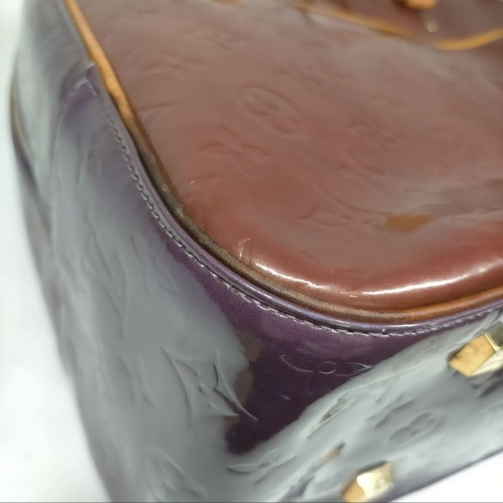 Authentic Louis Vuitton LV Hand Bag M91081 Sutton Purple/Bronze Vernis 2104323. - Picture 6 of 9